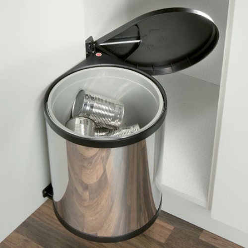 Hailo Mono 15L Swing-out Kitchen Bin - Stainless Steel and Black